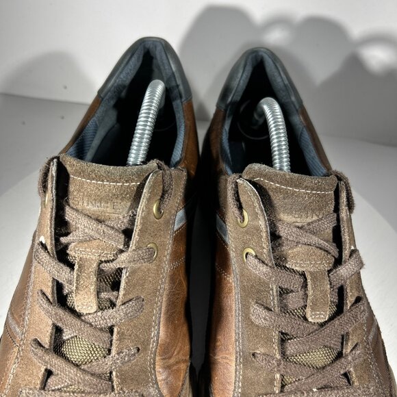 ECCO Mens Shoes Size 12 Suede Leather Sneakers Comfort Casual Brown Blue Lace Up - Picture 3 of 12